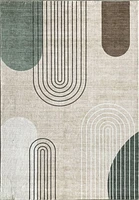 Rug Branch Eclipse Mid-Century Modern Indoor Area Rug, Beige Green, Abstract - Living Room, Bedroom, Dining Room, and Office