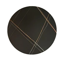 Kenlyn Dining Table,sleek black sintered stone, sturdy base in a brushed gold brass finish. This 35.5-inch table exudes modern elegance and sophistication