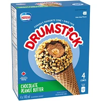 DRUMSTICK Chocolate Peanut Butter Cones 0.56 L, 4 x 140 ML