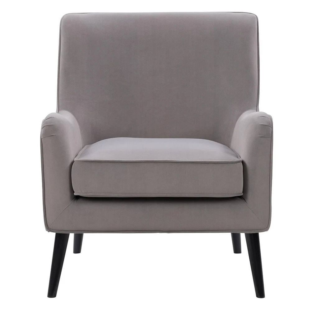 Chaise d'appoint moderne en velours Isla avec pieds en bois effilés