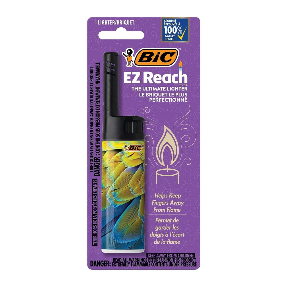 BIC EZ Reach Lighters, The Ultimate Lighter with Extended Wand (1.45-inch), Assorted Colours, 1-Count, 1-Count