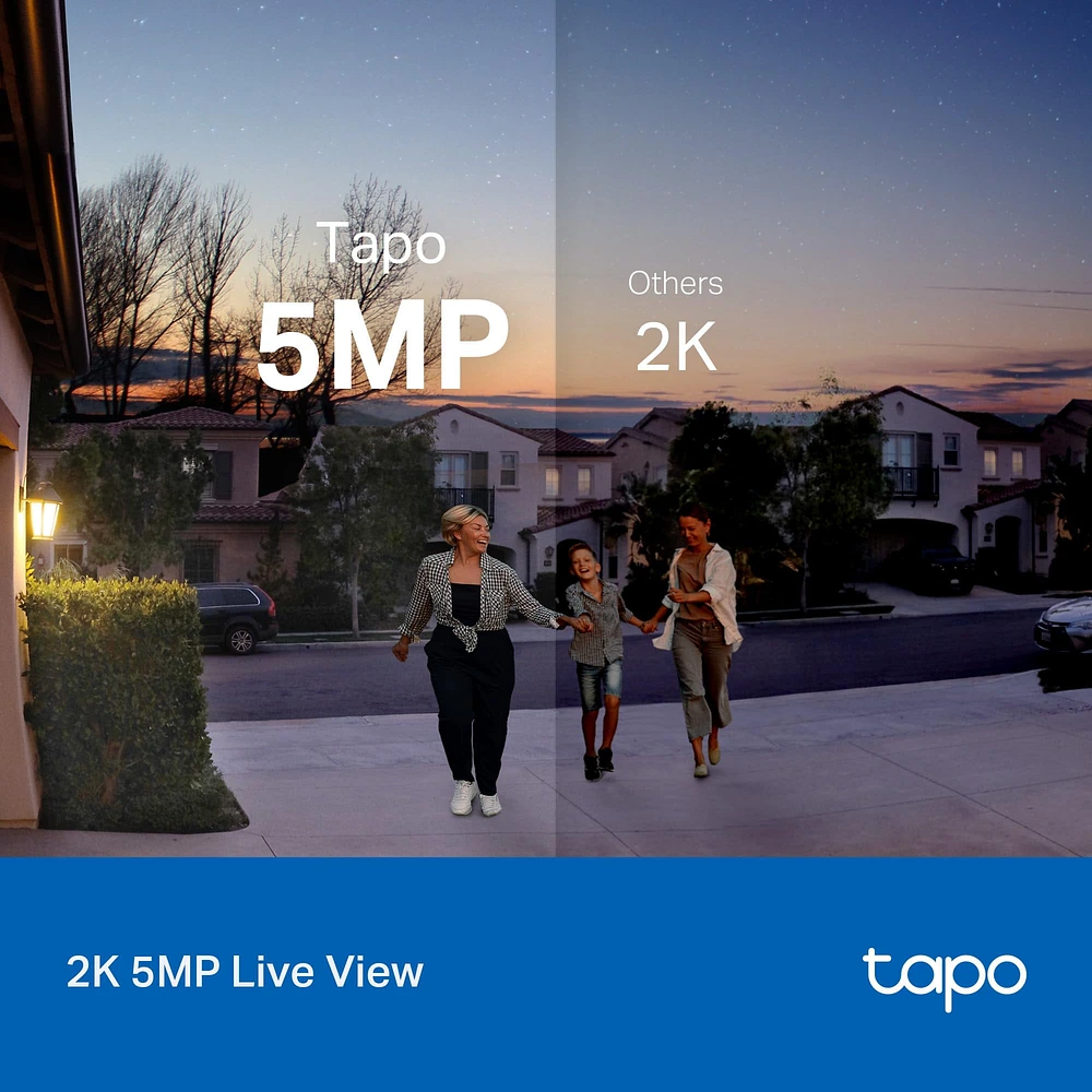 Tapo TP-Link Smart Video Doorbell Camera Wired, 2K 5MP, Color Night Vision, 180° Ultra-Wide FOV, 2-Way Audio, Free AI Detection, Cloud & SD Card Storage, Works w/Alexa & Google Ho