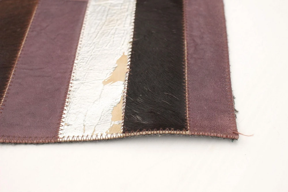 ECARPETGALLERY 3'11" x 6'0" Contemporary Cowhide Patchwork Handmade Area Rug for Living Room, Dining Room and Bedroom in Brown