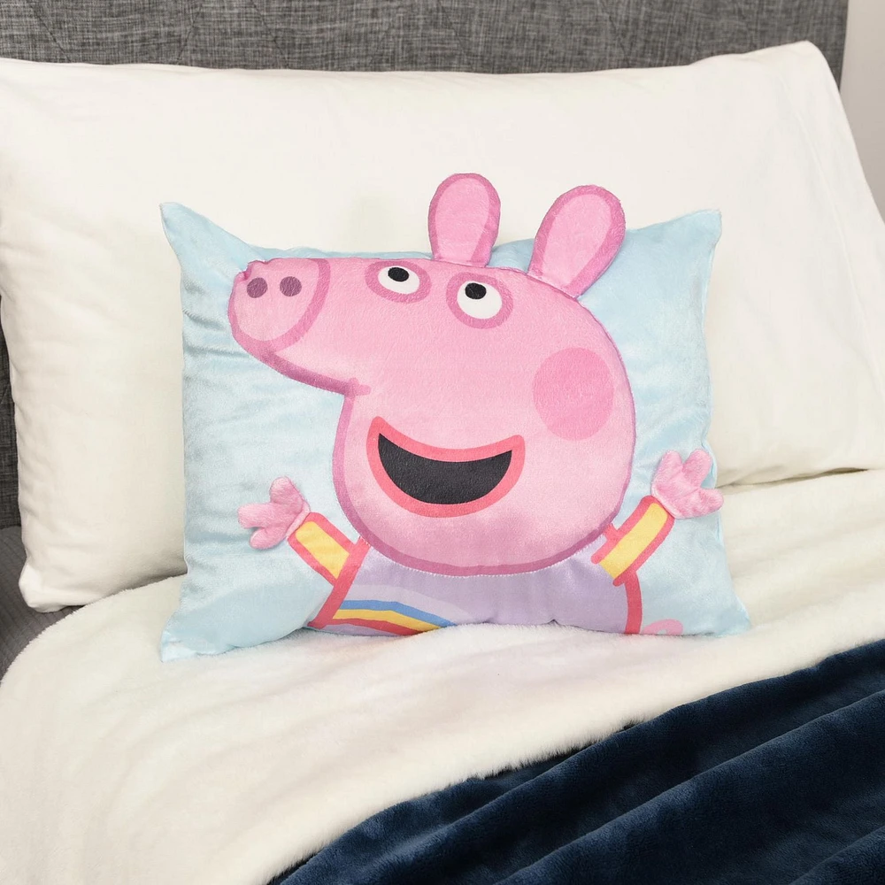 Peppa Pig Coussin décoratif 3D pour enfants Coussin 13po x 16po