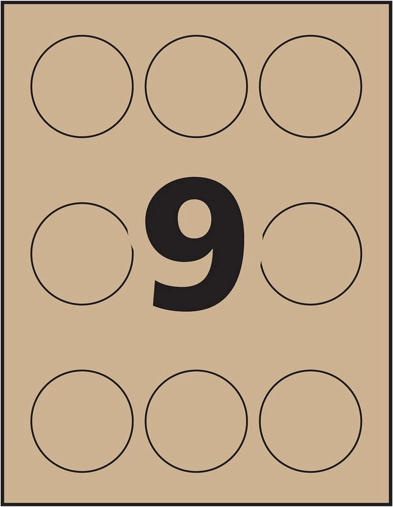 Avery Kraft Brown Round Labels 2½" Diameter,  for Laser and Inkjet Printers - 22808
