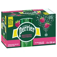 PERRIER Raspberry Carbonated Natural Spring Water with Natural Flavour, No Calories, No Sweeteners, No Sodium, Can 2.64 kg, E-PERRIER PERRIER RSPB 8X330ML