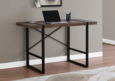 Monarch Specialties Computer Desk, Home Office, Laptop, 48"l, Work, Metal, Laminate, Brown, Black, Contemporary, Modern