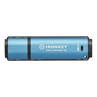 Kingston IronKey Vault Privacy 50 64 Go USB crypté | FIPS 197 | AES-256bit | Protection contre les attaques BadUSB | Options de mot de passe multiple | IKVP50/64 Go