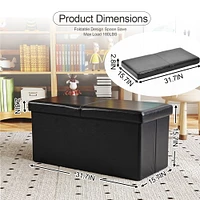 Ensemble de rangement pliable Homy Casa, ensemble de 2, avec couvercle rembourré, boîte de rangement en similicuir noir