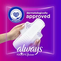 Always Radiant Feminine Pads for Women, Size 1 Regular, with Wings, Light Clean Scent, 30CT