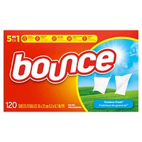 Bounce Fabric Softener Sheets, Outdoor Fresh Scent, 120 Sheets
