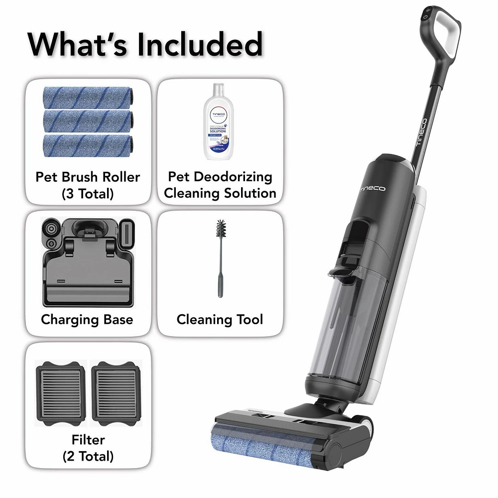 Tineco FloorWasher 5 Pet Aspirateur et vadrouille sans fil | Laveuse de plancher sec/humide