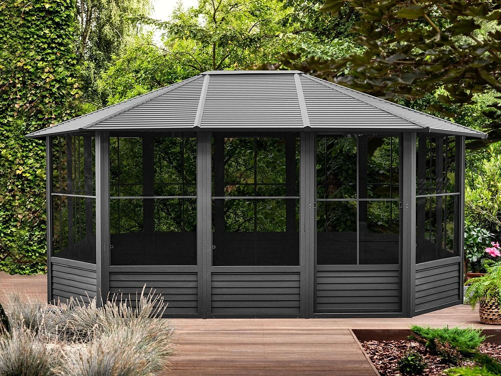 Florence Solarium Metal Roof 12'x15' Black