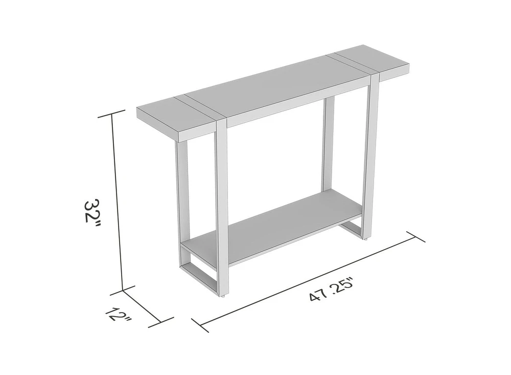 Safdie & Co. Console Table, 1 Shelf, Brown Reclaimed Wood Top & Black Metal Legs.