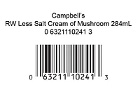 Soupe condensée Campbell’sMD, Crème de champignons 40% moins de sodium, longue conservation 284 ml