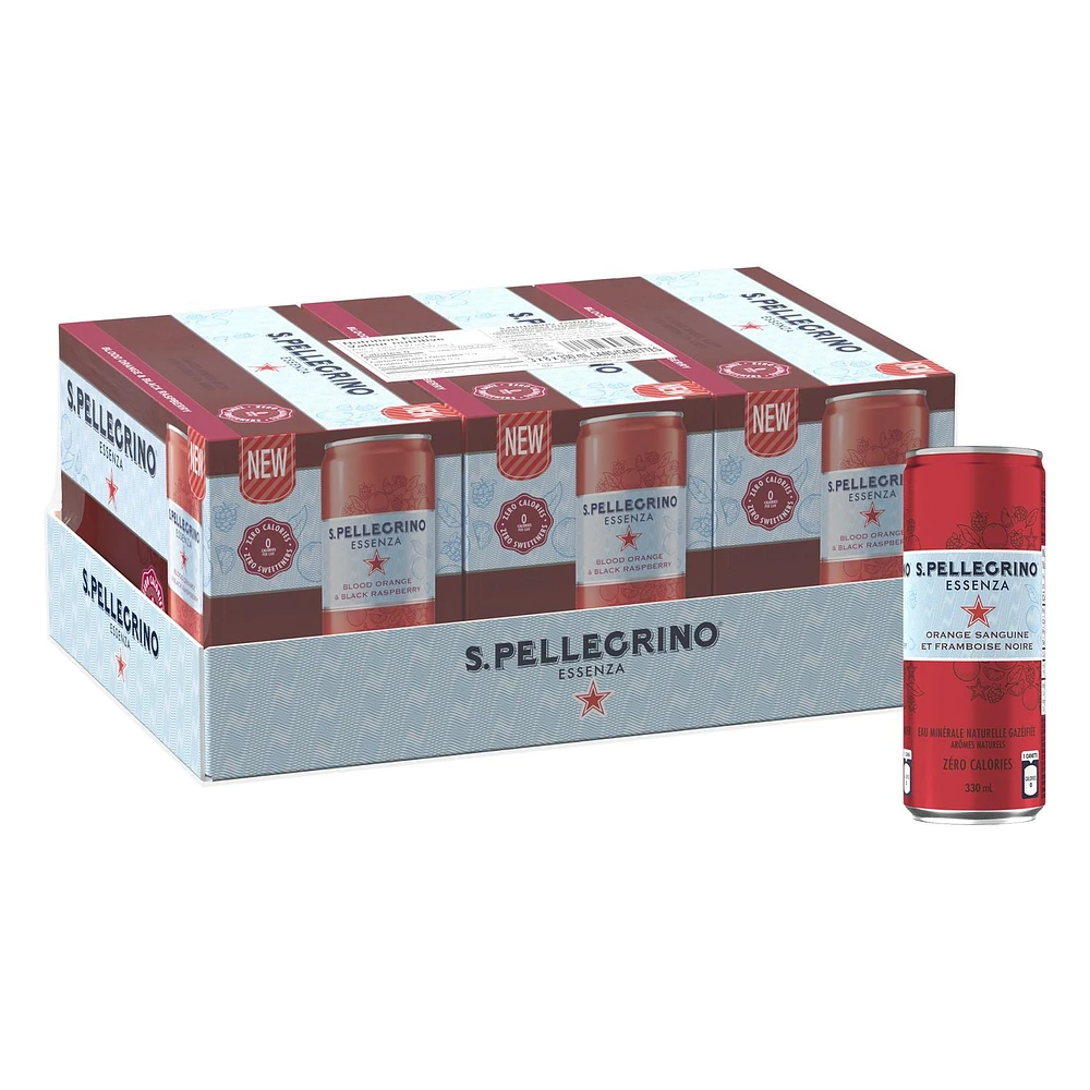 SAN PELLEGRINO ESSENZA Sparkling Blood Orange & Black Raspberry, 8 x 330mL Cans