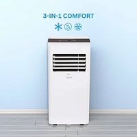 MIDEA 10,000 BTU ASHRAE (7,000 BTU SACC) PORTABLE AIR CONDITIONER WITH REMOTE, 3-IN-1 PORTABLE AC