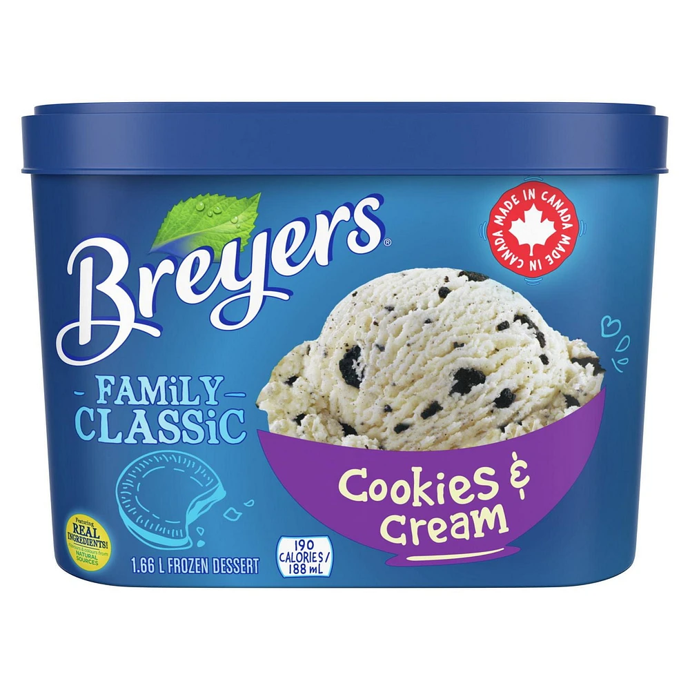 Breyers Family Classic with real ingredients Cookies & Cream Frozen Dessert, 1.66 L Frozen Dessert