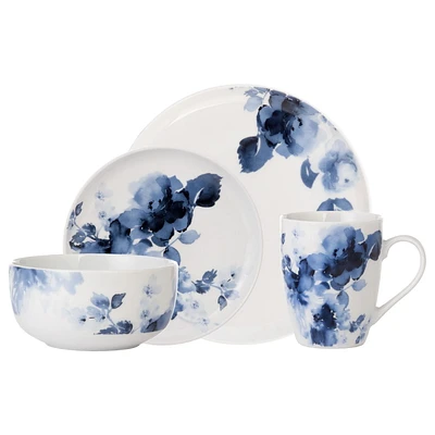 Safdie & Co. Ensemble De Vaiselle 16PC Roses De Minuit