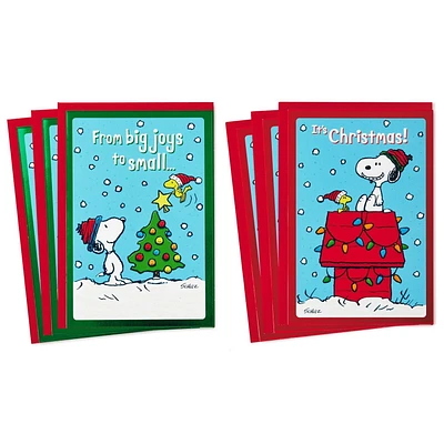 Assortiment de cartes Peanuts de Noël – Snoopy et Woodstock – Hallmark (6 cartes et enveloppes, 2 motifs)