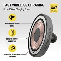 Scosche MPQMRWD-SP Charge Pro Window/Dash Magnetic Wireless Charging Phone Mount, MM Charge Pro Window/Dash