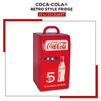 Coca-Cola Retro 18 Can Portable Mini Fridge, 22L AC/DC Cooler for Dorm, Office, Travel - Red