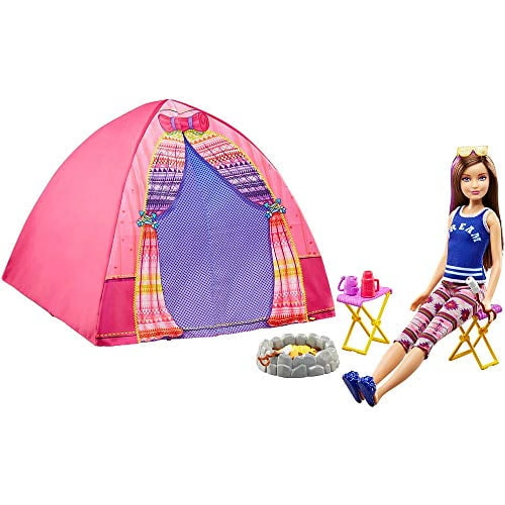 Mattel Barbie Camping Fun Skipper Doll and Accessories Play Set w/ Tent & Chairs