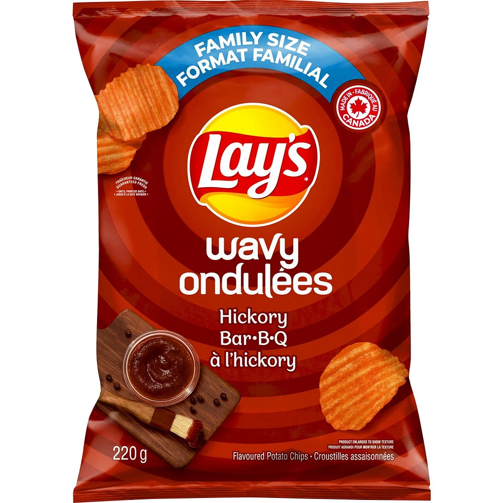 Wavy Lay’s Hickory BBQ flavoured potato chips, 220g