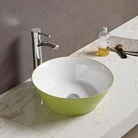 American Imaginations 15.9-in. W Above Counter Olive-White Bathroom Vessel Sink For Wall Mount Wall Mount Drilling AI-28042