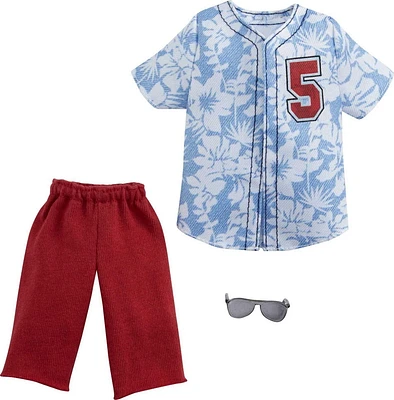 Coffret Tenue ​Barbie: Vêtements pour la poupée Ken comprenant chemise de sport hawaïenne, short rouge et lunettes de soleil