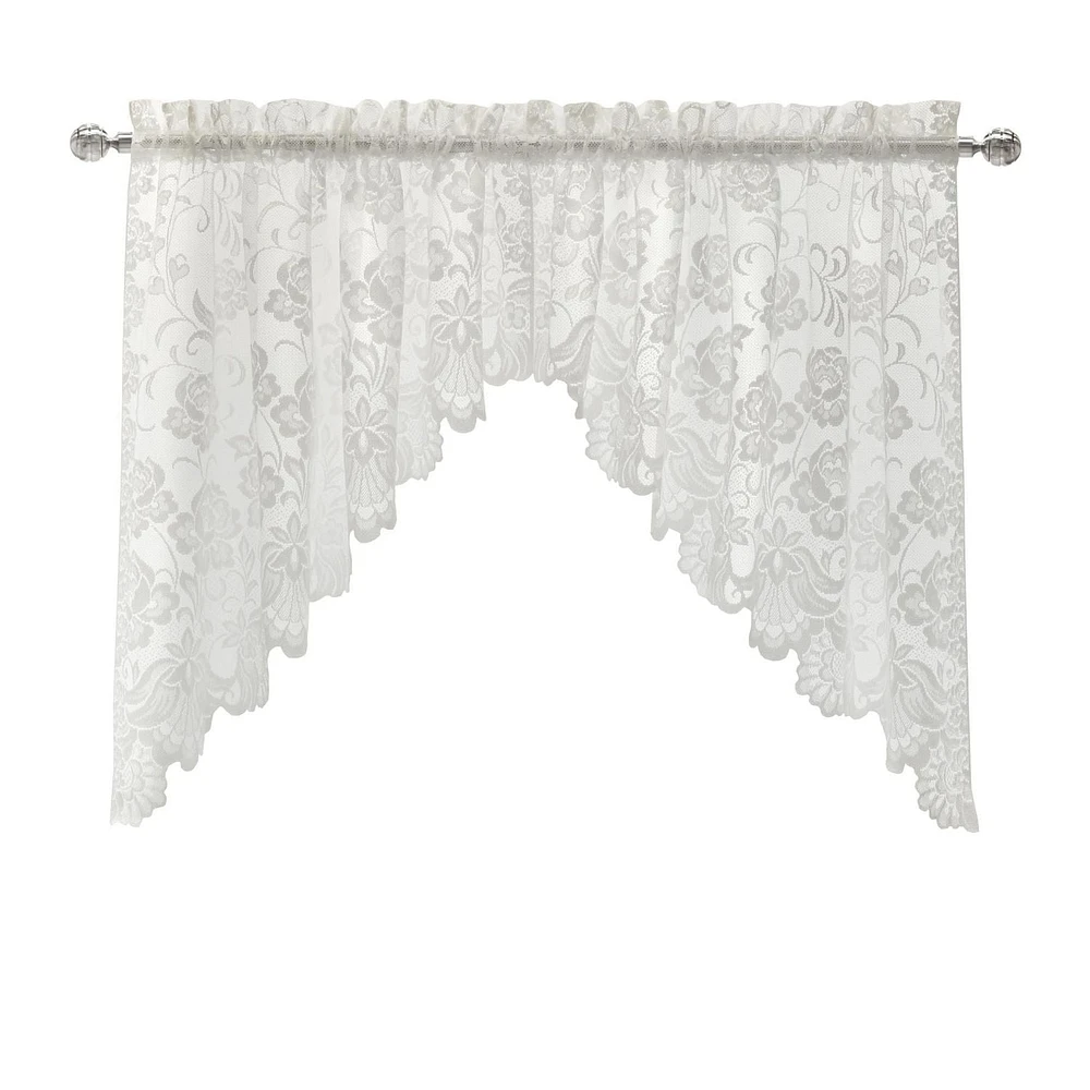 Loft Living Louis Transparent Passe-tringle Swag Valance 72 x 32 in Blanc