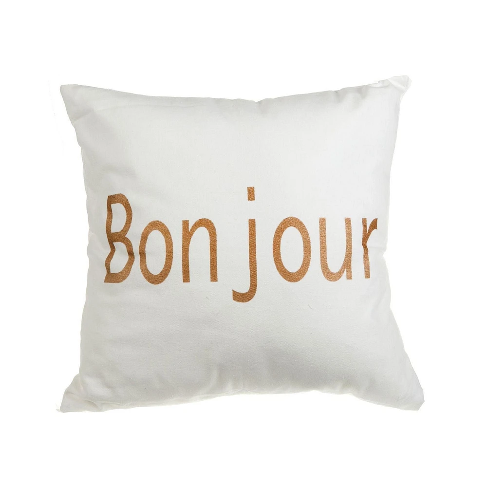 Bonjour - White Canvas Filled Cushion - Set of 2