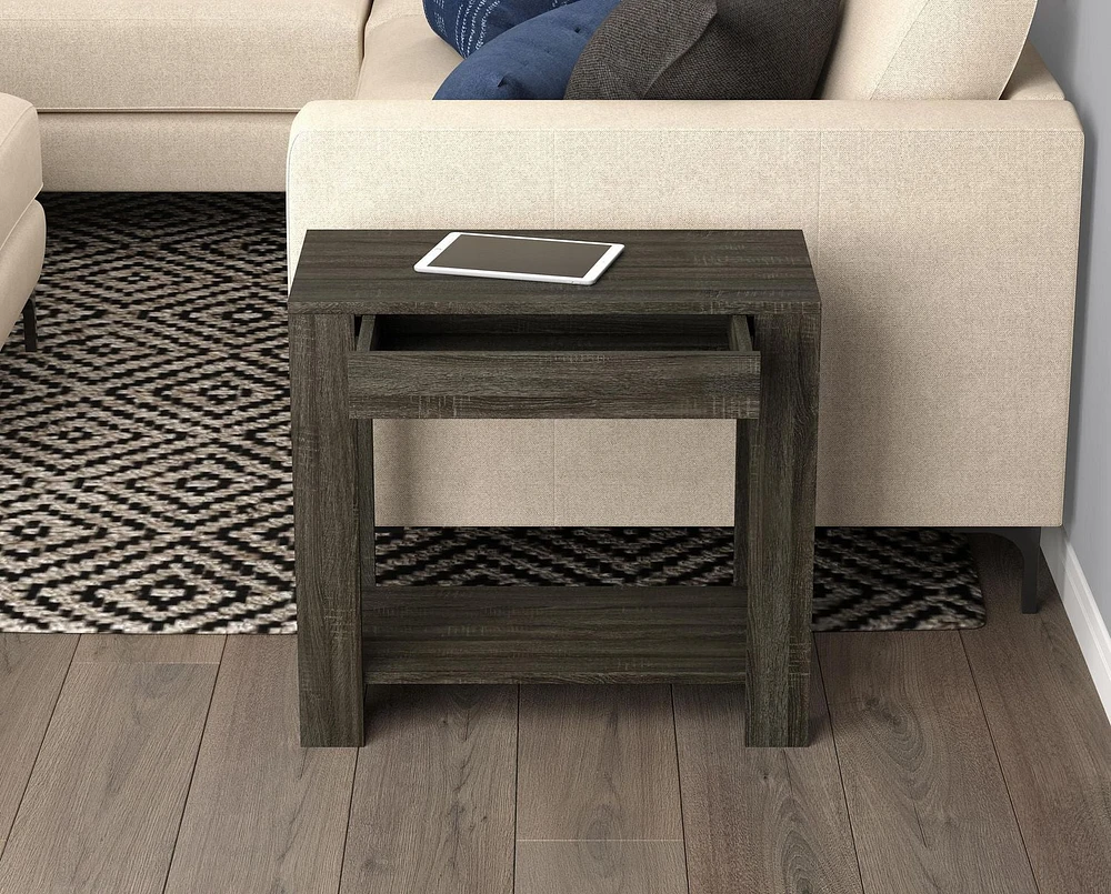 Safdie & Co. Accent Table Dark Grey With Drawer