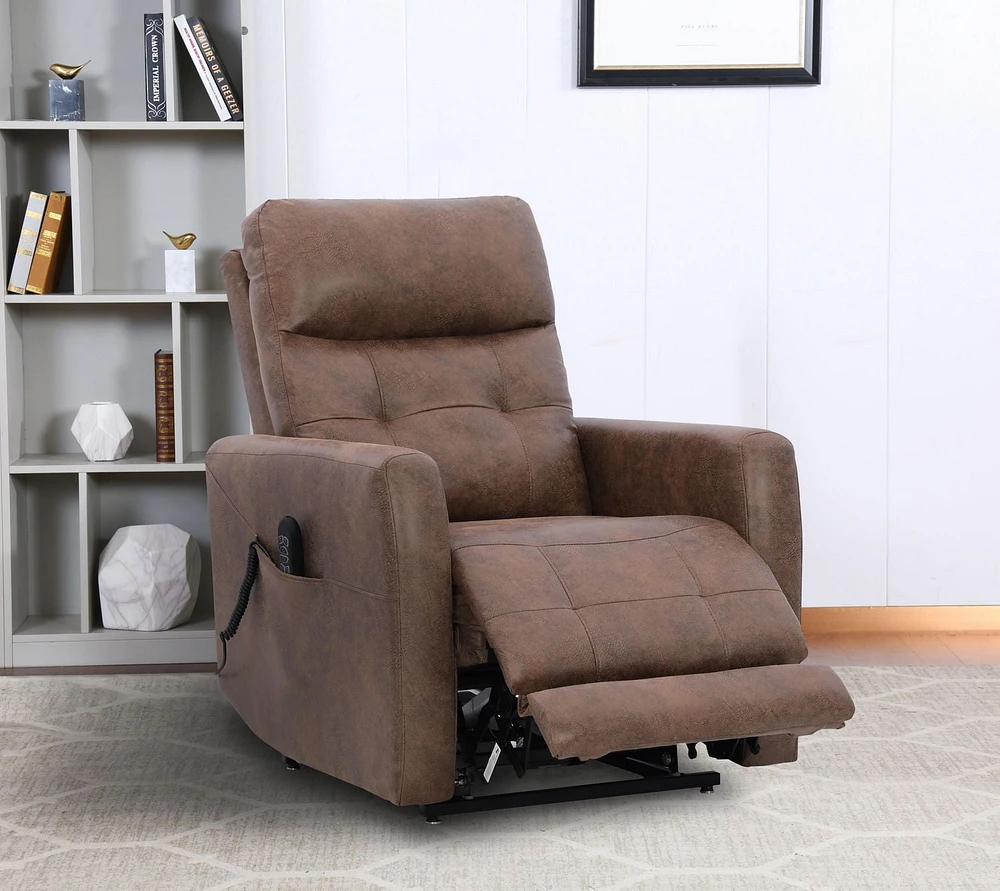 Topline Home Furnishings Fauteuil inclinable à élévation motorisée avec appuie-tête réglable
