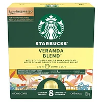 Starbucks VERANDA BLEND pour NESPRESSO VERTUO, café de torréfaction blonde, notes douces et veloutés, capsules recyclables grâce au système de recyclage de NESPRESSO 100 g