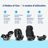 Siège d'auto 4-en-un convertible 4Ever de Graco - Polyvalent, confortable et sûr pour les bébés jusqu'aux préadolescents, 1,8 à 54 kg (4 à 120 lb) Rockweave