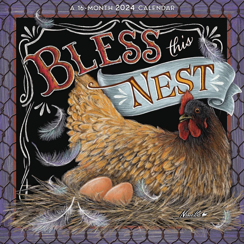 Hopper Studios Bless This Nest 2024 12x24 Inch Square Wall Calendar, 9781773727950