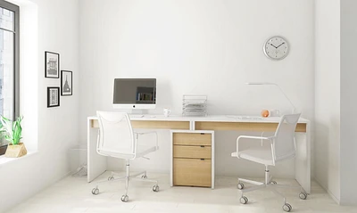 Ensemble de bureau 3 pièces Chrono, Érable Naturel et Blanc