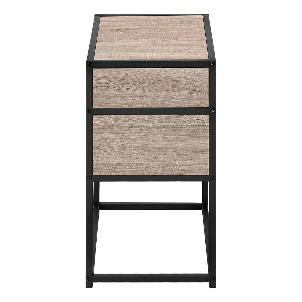 Monarch Specialties  Table D'appoint, Coté, Bout, Table De Nuit, Lampe, Salon, Chambre À Coucher, Stratifié Brun, Métal Noir, Contemporain, Moderne