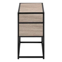 Monarch Specialties  Table D'appoint, Coté, Bout, Table De Nuit, Lampe, Salon, Chambre À Coucher, Stratifié Brun, Métal Noir, Contemporain, Moderne