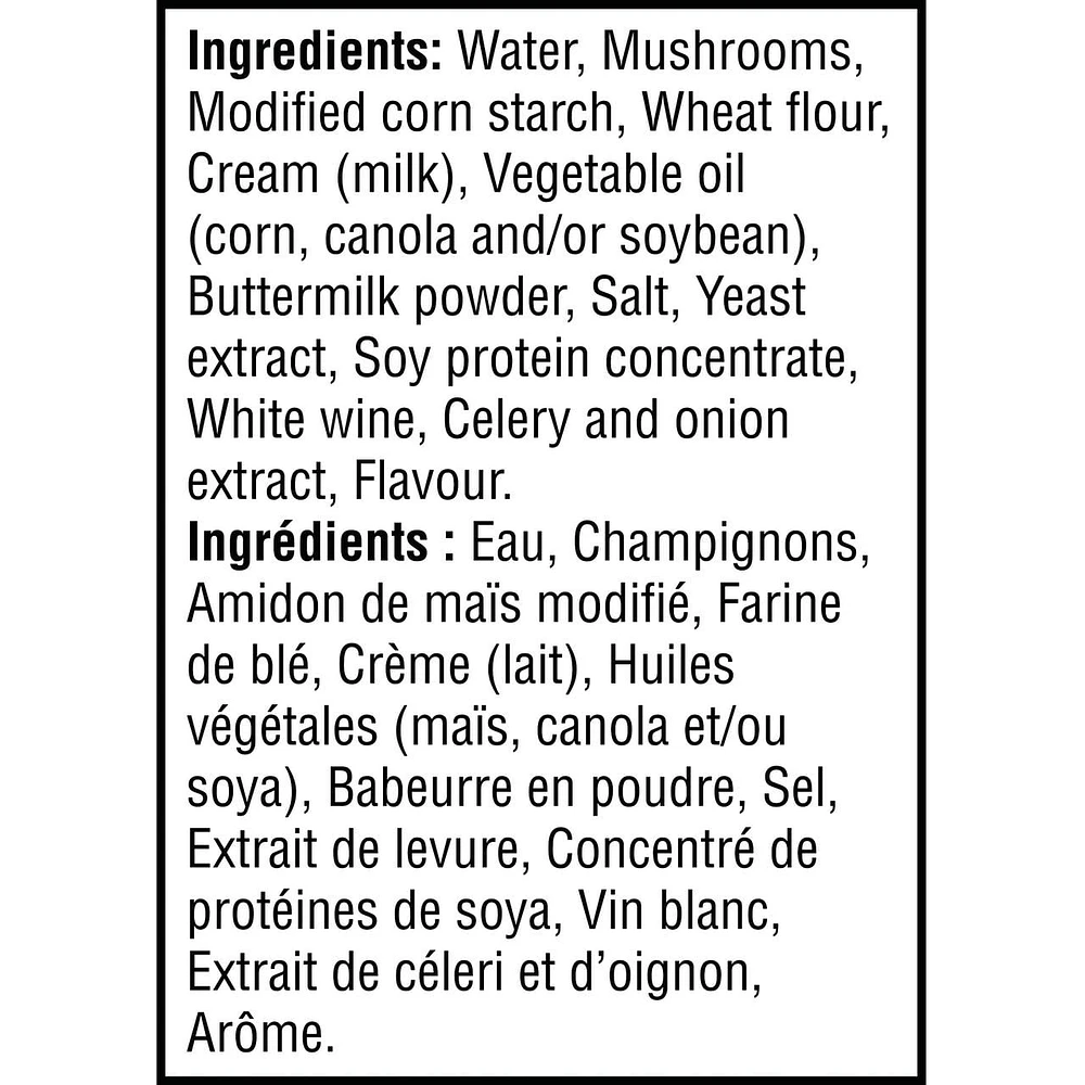 Soupe condensée Campbell’sMD, Crème de champignons 40% moins de sodium, longue conservation 284 ml