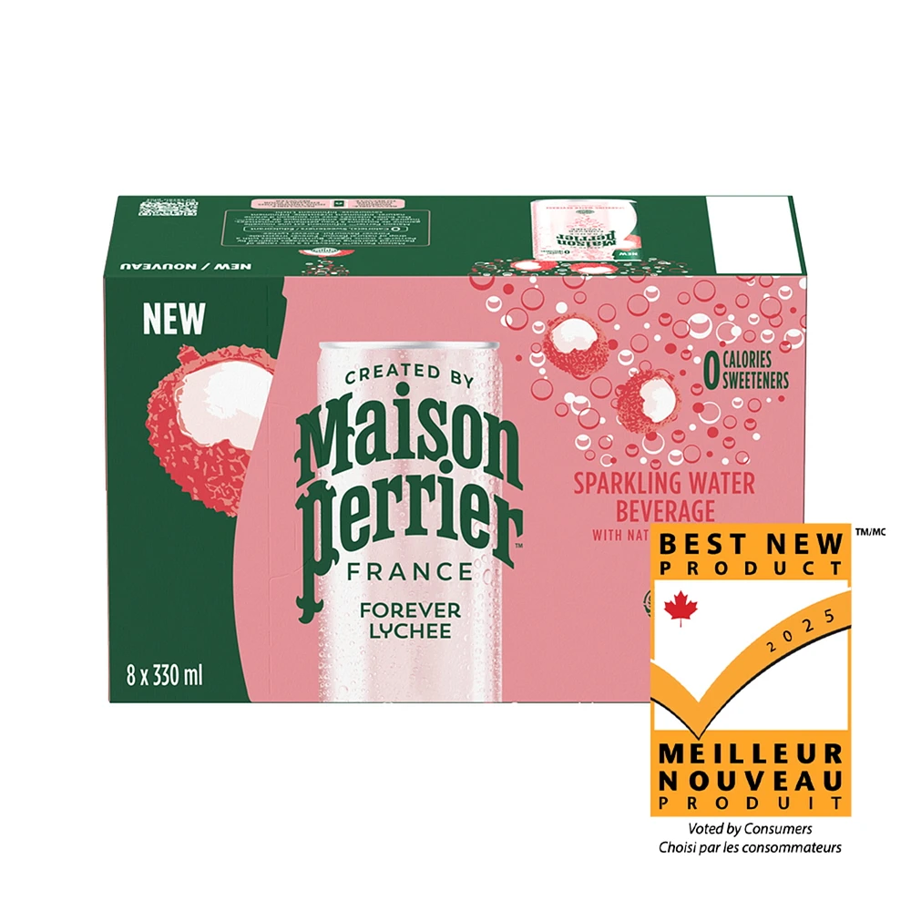 Maison Perrier Forever Lychee, Sparkling Water Beverage, Natural Lychee Flavour, No Calories, No Sweeteners, No Sodium, Sourced & Bottled In France, 2.6 L