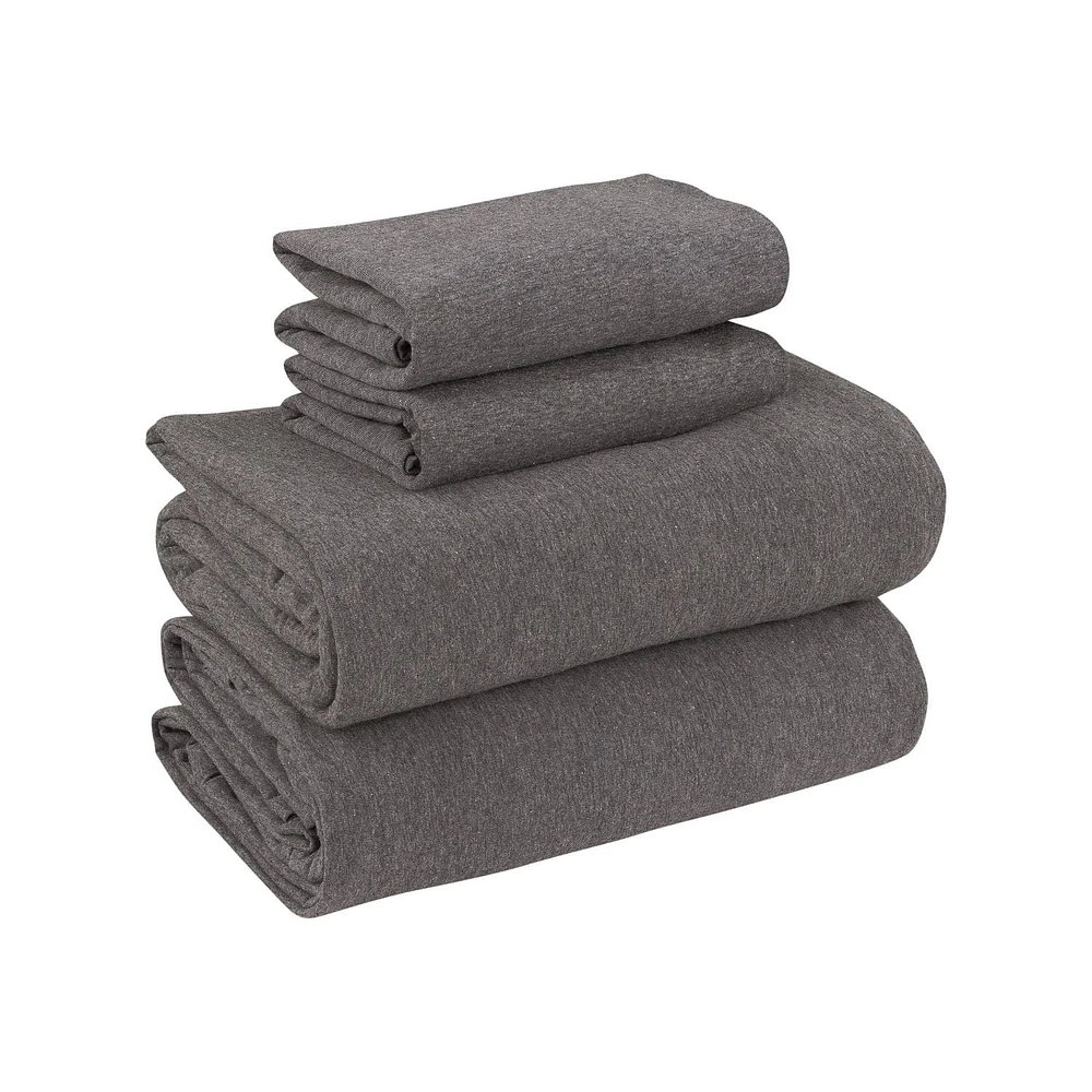 Parure de lit en jersey extra doux pour adulte Mainstays, double queen, anthracite, 4 pièces