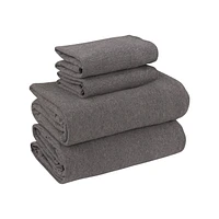 Parure de lit en jersey extra doux pour adulte Mainstays, double queen, anthracite, 4 pièces
