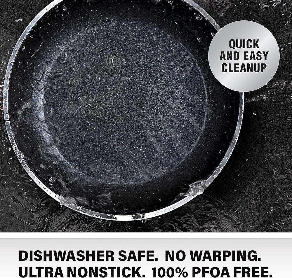 Granitestone 7 Quart Silver Nonstick Stock Pot with Lid Cookware, Oven & Dishwasher Safe