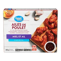 Ailes de poulet surgelées Great Value miel et ail 850 g