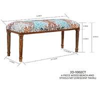 Banc En Bois 4 Pièces Et Tabourets Set (Crescent Twirl)