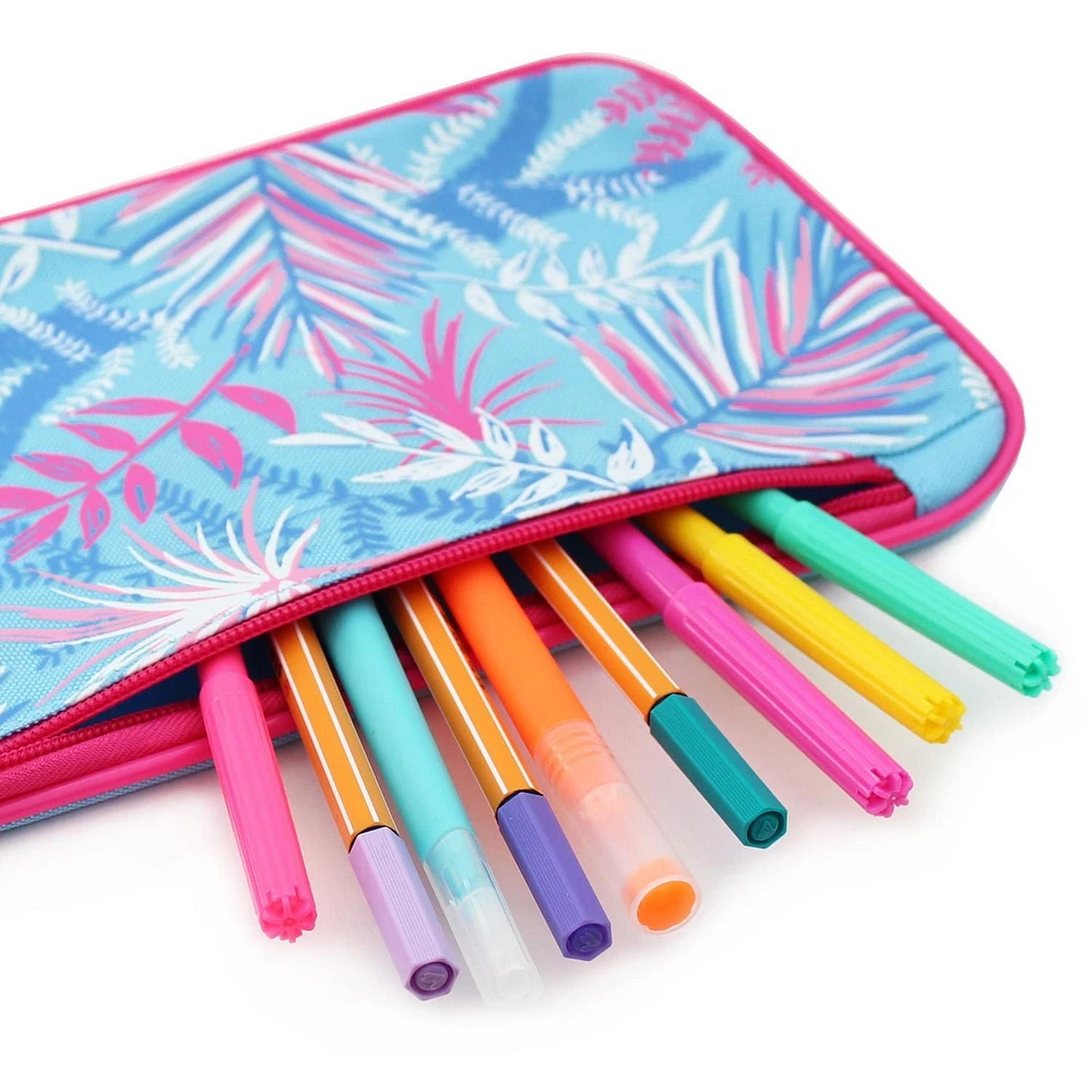 Pen+Gear Tropical Large Pencil Pouch with Botanical Floral Design
