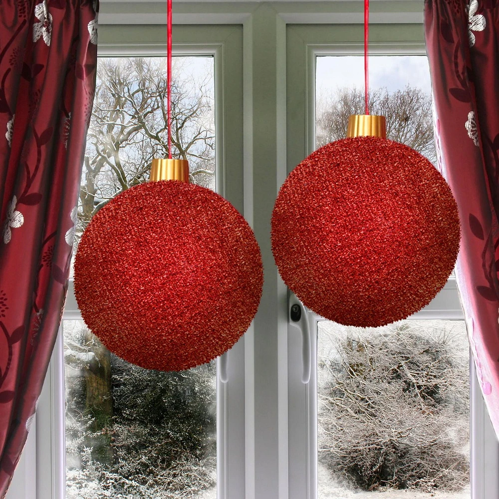 ORNEMENTS SCINTILLANTS DE 30 CM - ROUGE