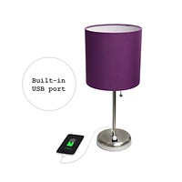 LimeLights Lampe bâton avec port de chargement USB et ensemble de 2 abat-jour en tissu